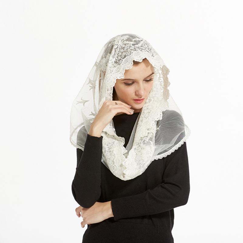 Miękkie welony mantilla dla kobiet Koronkowy welon nieskończoność Mantilla Łaciński welon nieskończoność do kaplicy Łacińska msza Nakrycie głowy Koronkowy szal Welony mantilla do kościoła