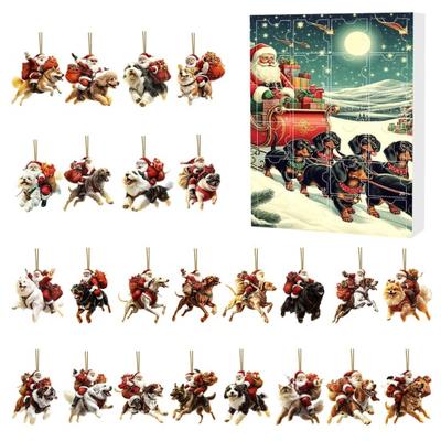 Dog Advent Calendar 24 Days Dog Theme Christmas Countdown Calendar 2D Dog And Santa Decorations Fun Holiday Gift Keepsake for Family Kids Dog Lovers