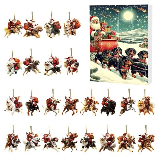Dog Advent Calendar 24 Days Dog Theme Christmas Countdown Calendar 2D Dog And Santa Decorations Fun Holiday Gift Keepsake for Family Kids Dog Lovers
