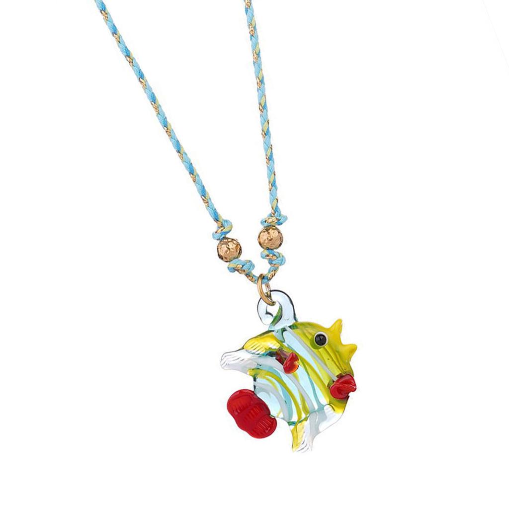 Fish Glass Pendant Necklace Adjustable Chain Necklace Unique Fish Necklace Glass Texture for Casual or Formal Wear