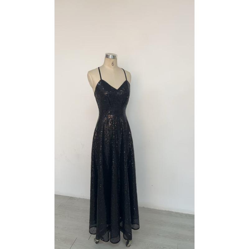 Women Sexy Sequined Backless Bodycon Long Evening Party Dress