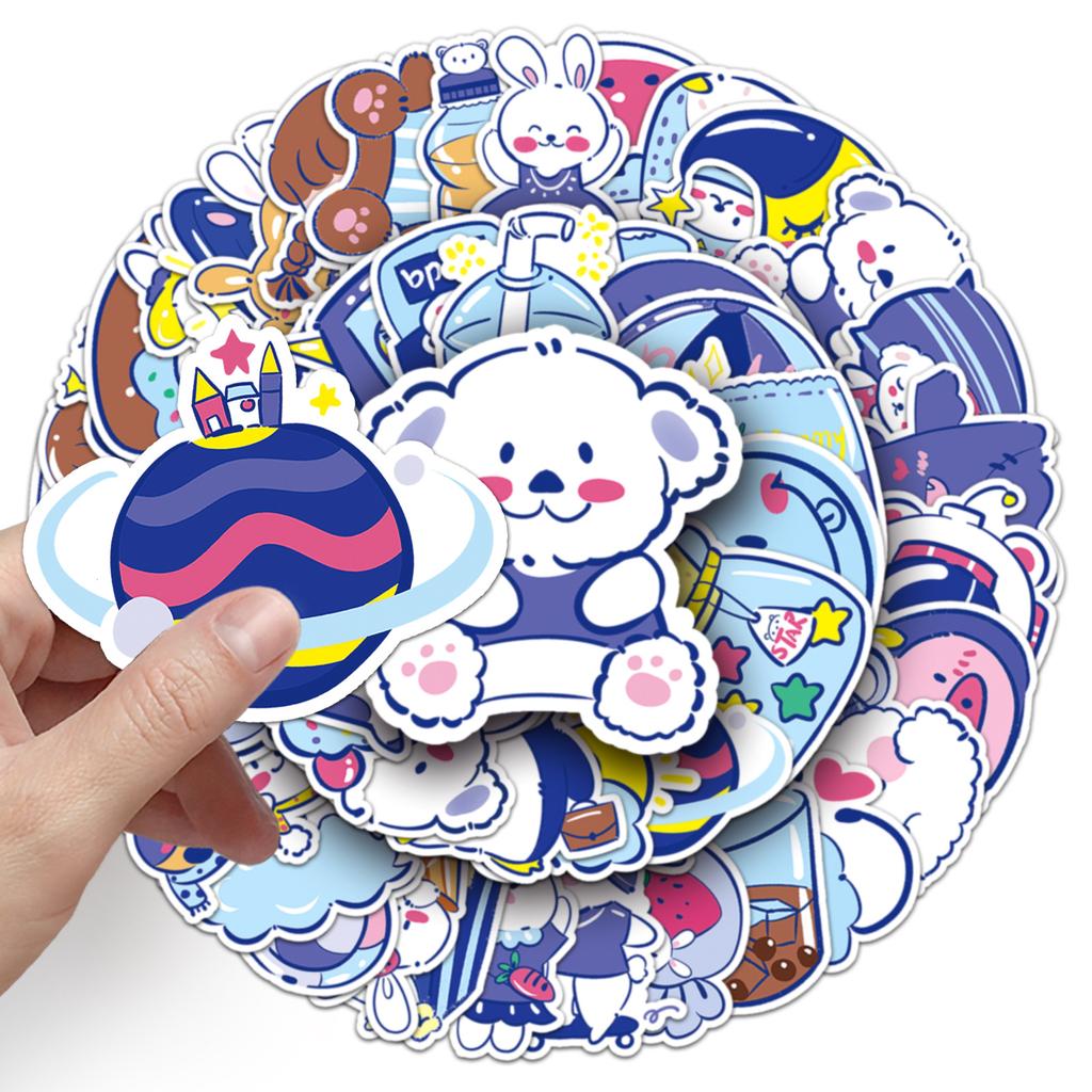 52 original cartoon blue personalized cartoon hand drawn children's rewards Guka decoration luggage phone stickers