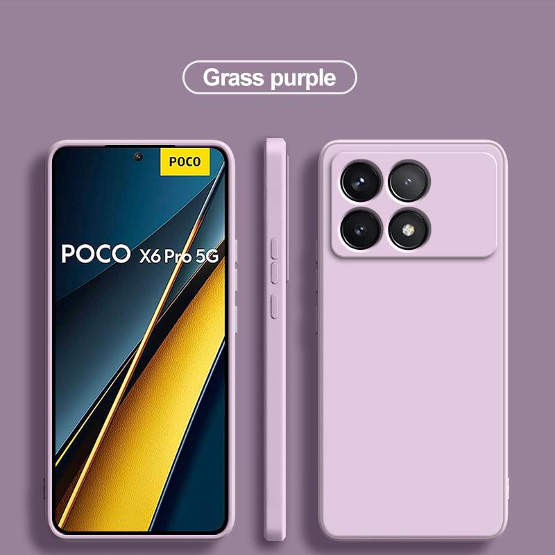 For Poco X6 Pro 5G Case Square Liquid Silicone Camera Lens Protector Phone Case For Xiaomi Poco X6 X 6 Pro Pocox6 Pro 5G Soft Cover