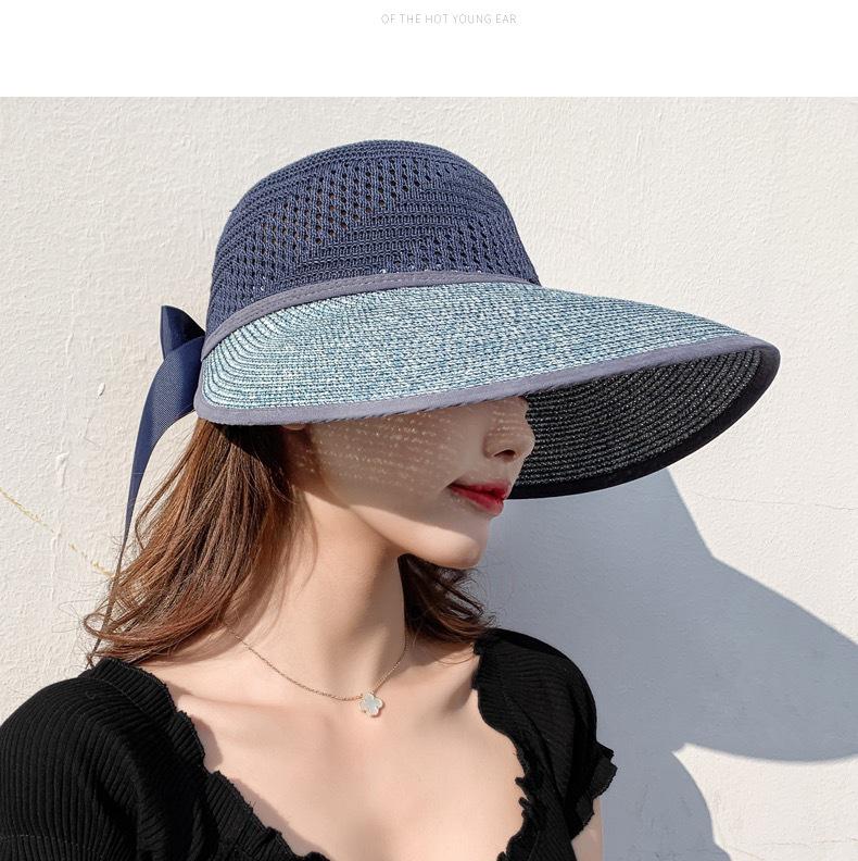 Mori Style Women's Wide Brim Straw Hat with Bow and Satin Ribbon, Sun Protection for Summer Travel and Beach Outings.