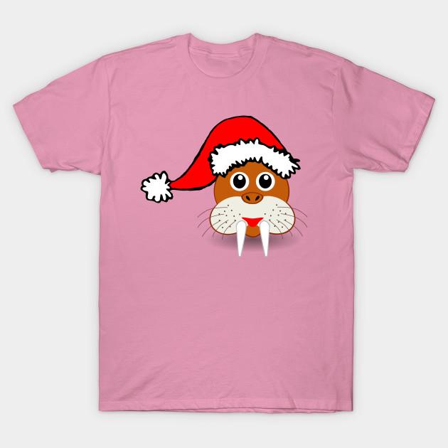 T Shirt Women Walrus Christmas Shirt Walrus Santa Claus Walrus L Harajuku Print Kawaii Tshirt Summer Short Sleeve Female T-Shirt Top Tee