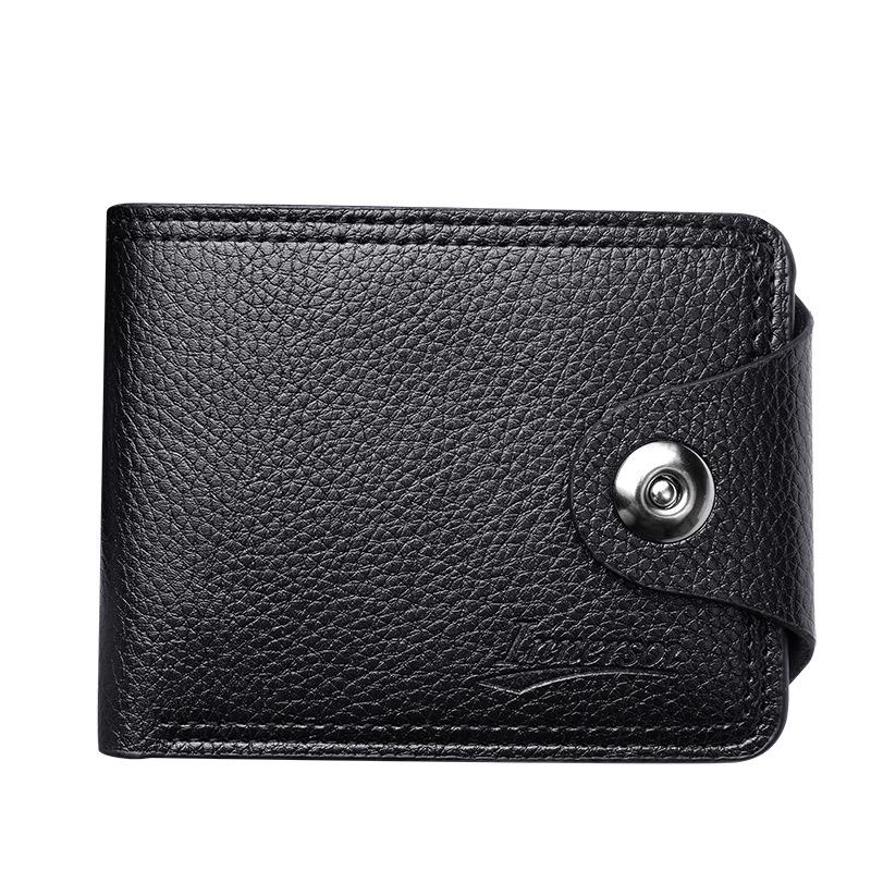 Men's Casual Multi-Card Short Wallet with Coin Purse and Double-Line Card Holder