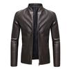 Spring new men's locomotive slim leather jacket youth stand-up collar business casual leather jacket