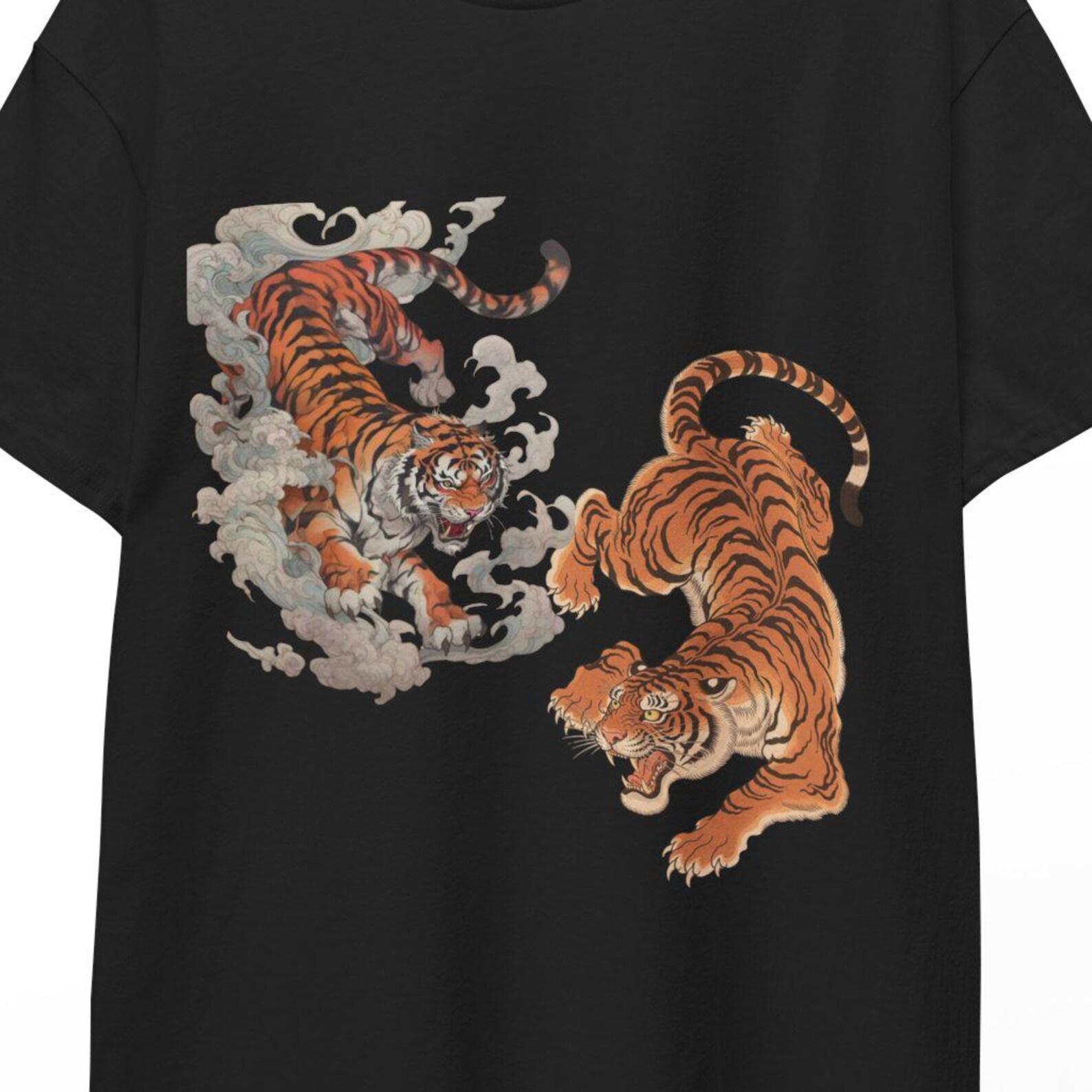 Tiger Graphic TShirt, Bold Tiger Shirt,Aesthetic Tiger Design,Jungle Wildlife Shirt,Gift for Animal Lovers,Streetwear Style, Wild Animal Tee L