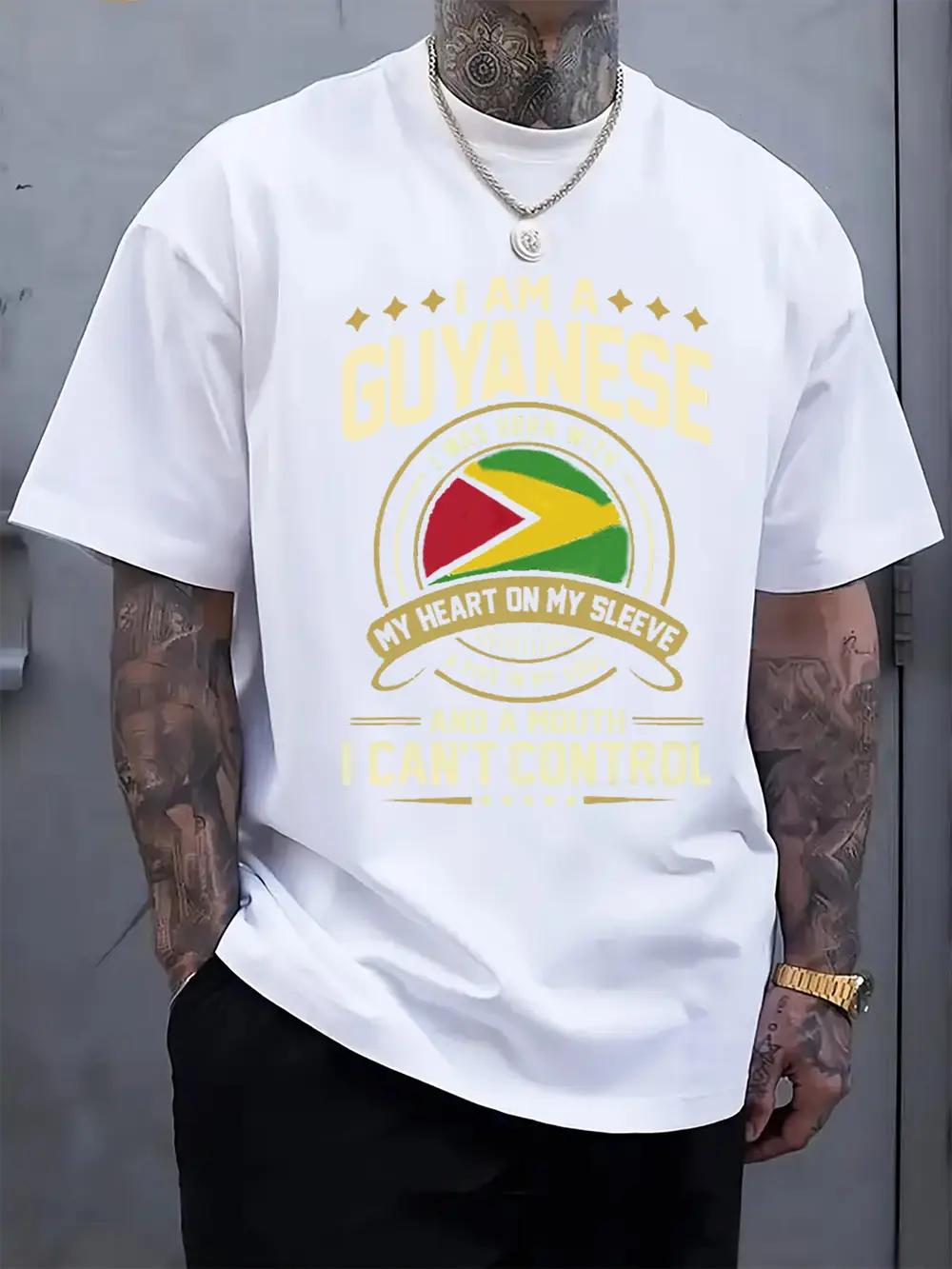 Patriotic Guyanese T-shirt - I Am a Guyanese with Flag & Heart Design XXXXL