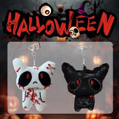 Halloween Geisterpuppe Schlüsselanhänger Plüsch Blutige Puppe Gothic-Stil Gruselig Rucksackanhänger Herz Schnallenanhänger zum Geschenk