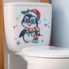 Cartoon Penguin Santa Hat Star Toilet with Bathroom Toilet Home Decoration Stickers