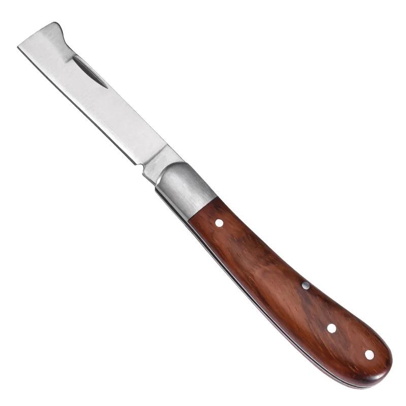 Folding Grafting Knife Grafting Tools Grafting Pruning Knife Professional Garden Fruit Tree Grafting Cutter Wooden Handle Knife