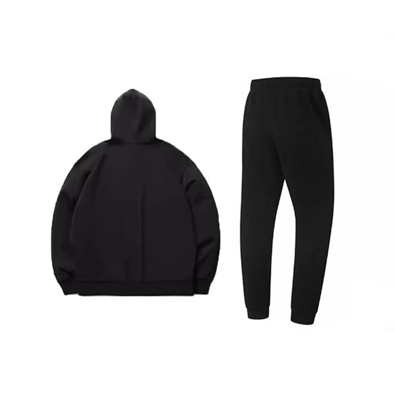 Li Ning Chinese Character Print Fashion Skin-Friendly Soft Hooded Pullover Sweatshirt Casual Sports Suit Unisex Sweatshirt Black YWDV377-1+AKL73-4