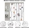Gray Beige Floral Shower Curtain, Watercolor Floral Bathroom Shower Curtain, Modern Simple Waterproof Fabric Bathroom Decor