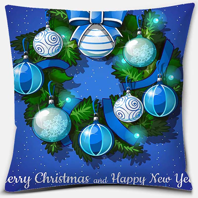 Blauer Weihnachtsstrauß Druckserie Muster Kissenbezug Quadratischer Kissenbezug Home Office Dekoration Kissenbezug
