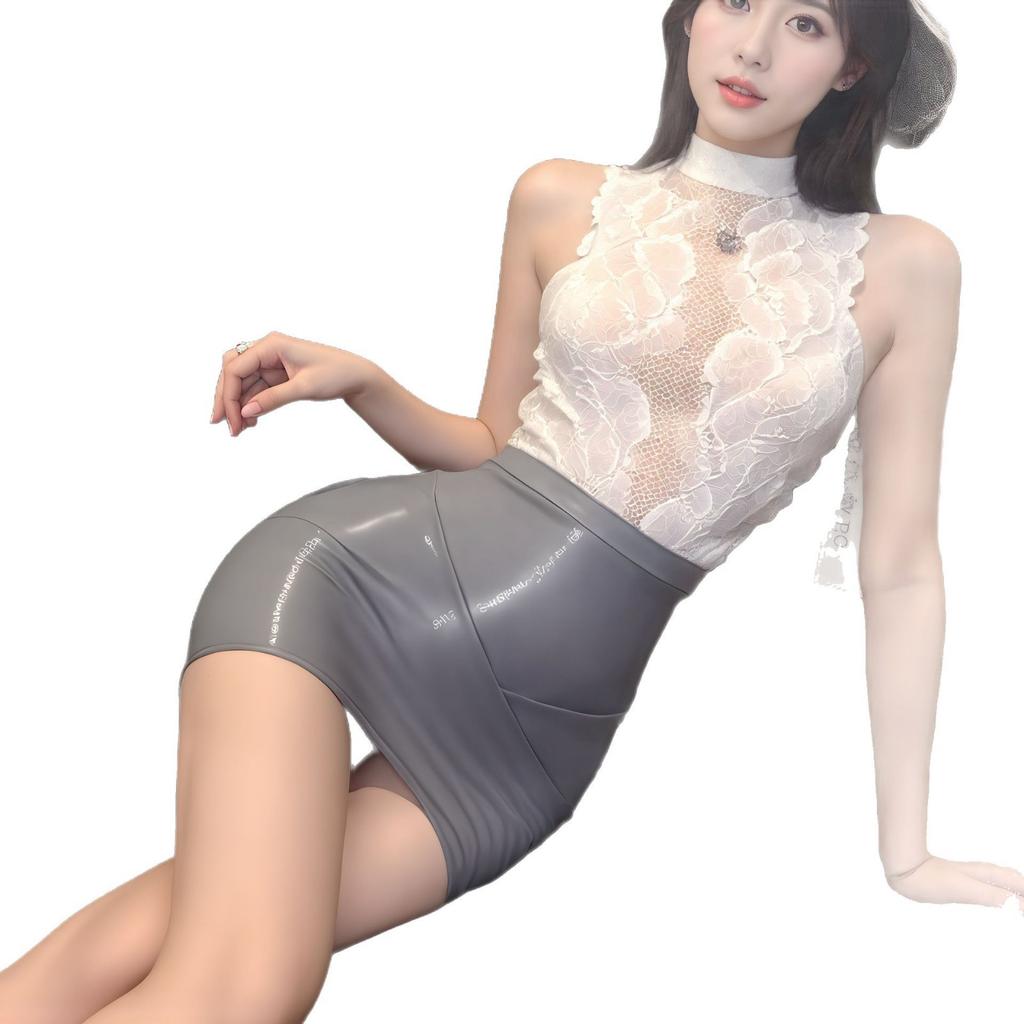 Sexy sexy OL lace hollow secretary uniform pure desire splicing professional small secretary hip wrap suit