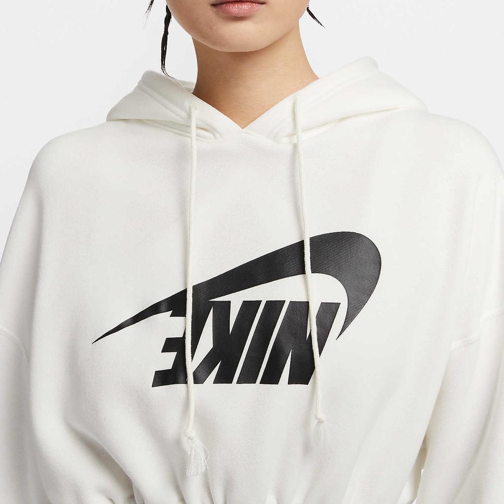 Nike Sportswear Logo Pattern Casual Comfortable Hoodie Women Hoodies Sail Black FV7778-133
