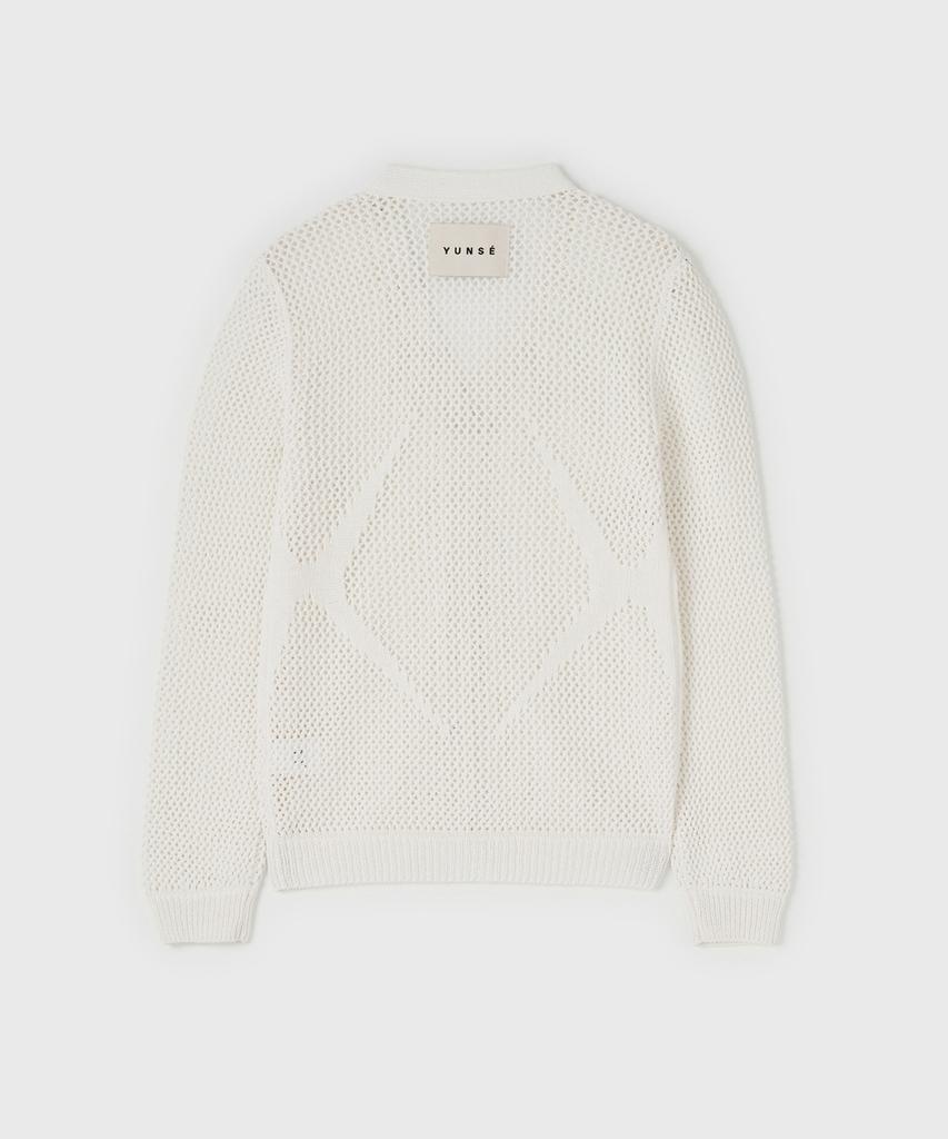 Yunse [Unisex] Scallop Hatch Cardigan (White)