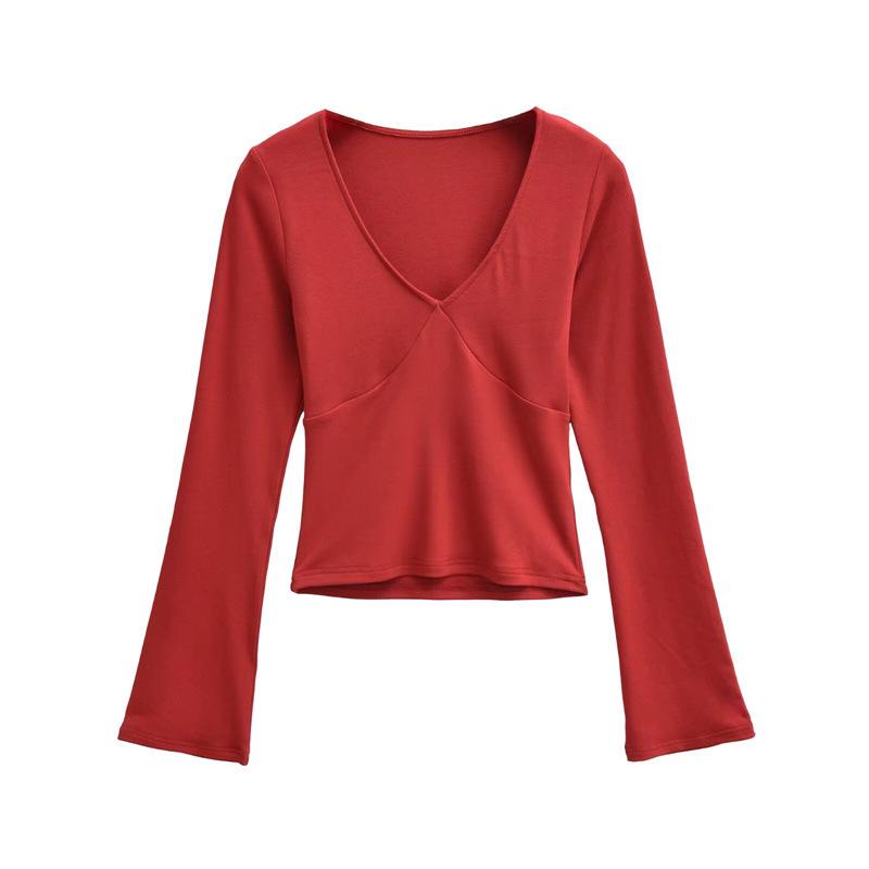Women's Retro American Spicy V-Neck Flared Sleeve T-Shirt