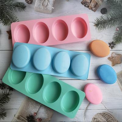 4 Hohlräume, ovale Silikonform für handgemachte Seife, DIY-Geometrie-Seifenherstellungs-Kits, Kuchen, Kerzen, Schokoladenform, Geschenke, Kunsthandwerk, Dekor