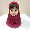 Beautiful Plain small girl hijab with bow simple cute hijab hats women's caps can fit 2-6 years old girls