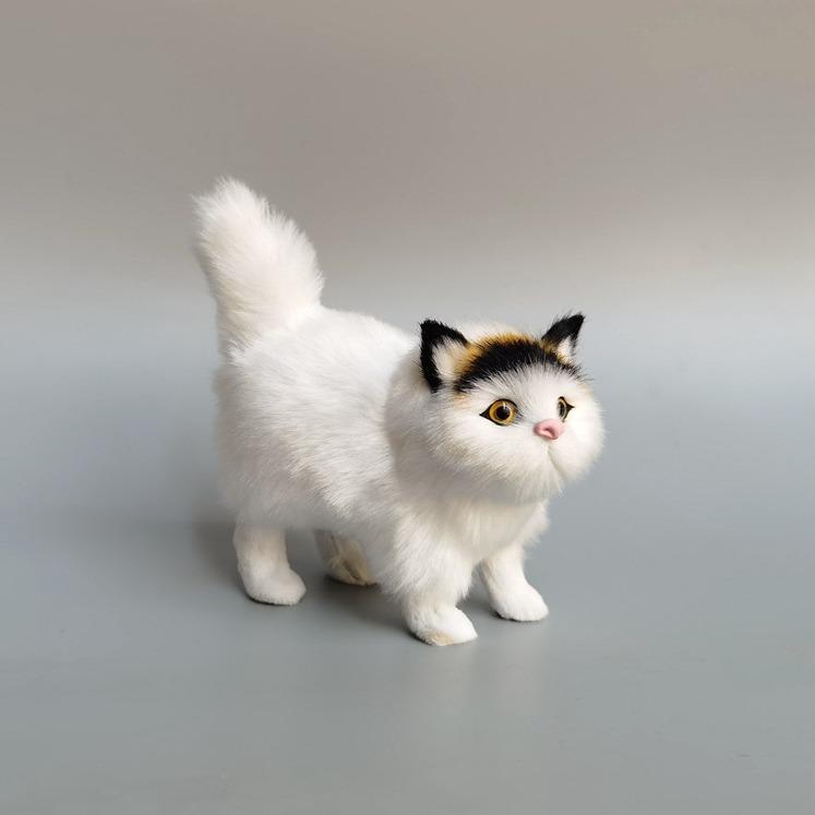 Grey Calico Cat Simulation Figurine – Persian Craft Toy for Window Display