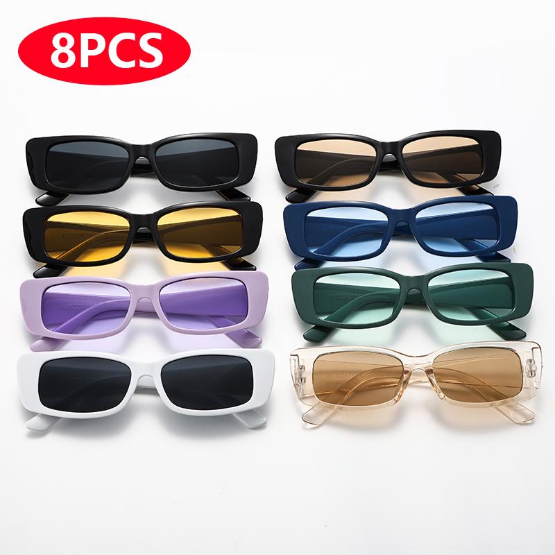 1/8pcs Cat Eye Square Sunglasses Women Small Frame INS Personalized Luxury Retro UV Resistant Glasses Unisex