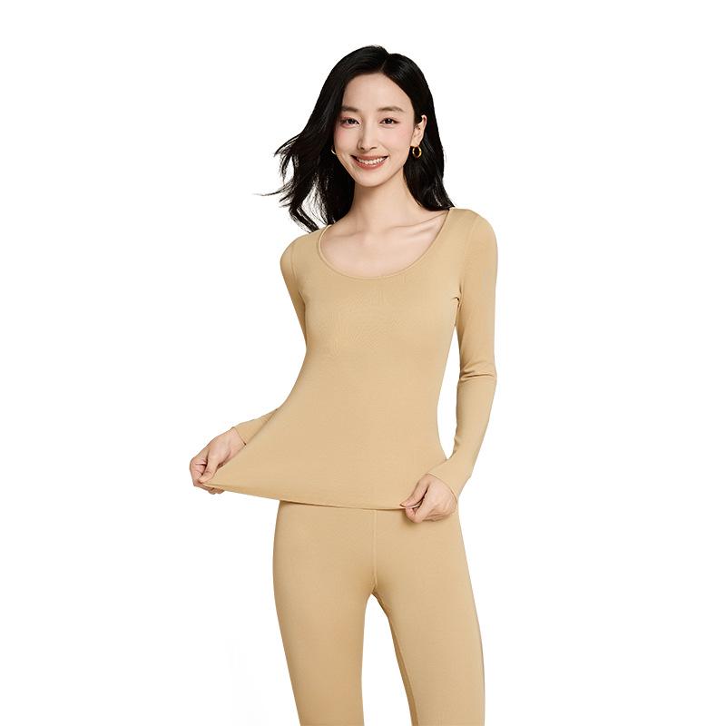 10A Antibakterielles Tencel Modal Damen Nahtloses Warmes Unterwäscheset - Herbst/Winter