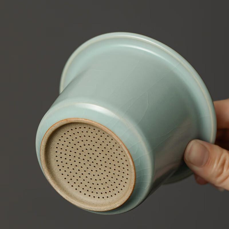 TANGFENG Li Guilian Ru Kiln Ceramic Tea Cup with Infuser Gift Set