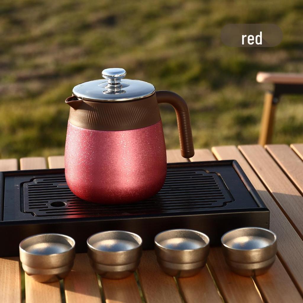 Large Capacity Titanium Teapot with Tea Leaf Separator and Thermos Flask Function