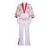 Movie Presley Cosplay Costume Diamond Rock Singer Cosplay Adult Children White Printed Jumpsuit Suits Halloween Costume