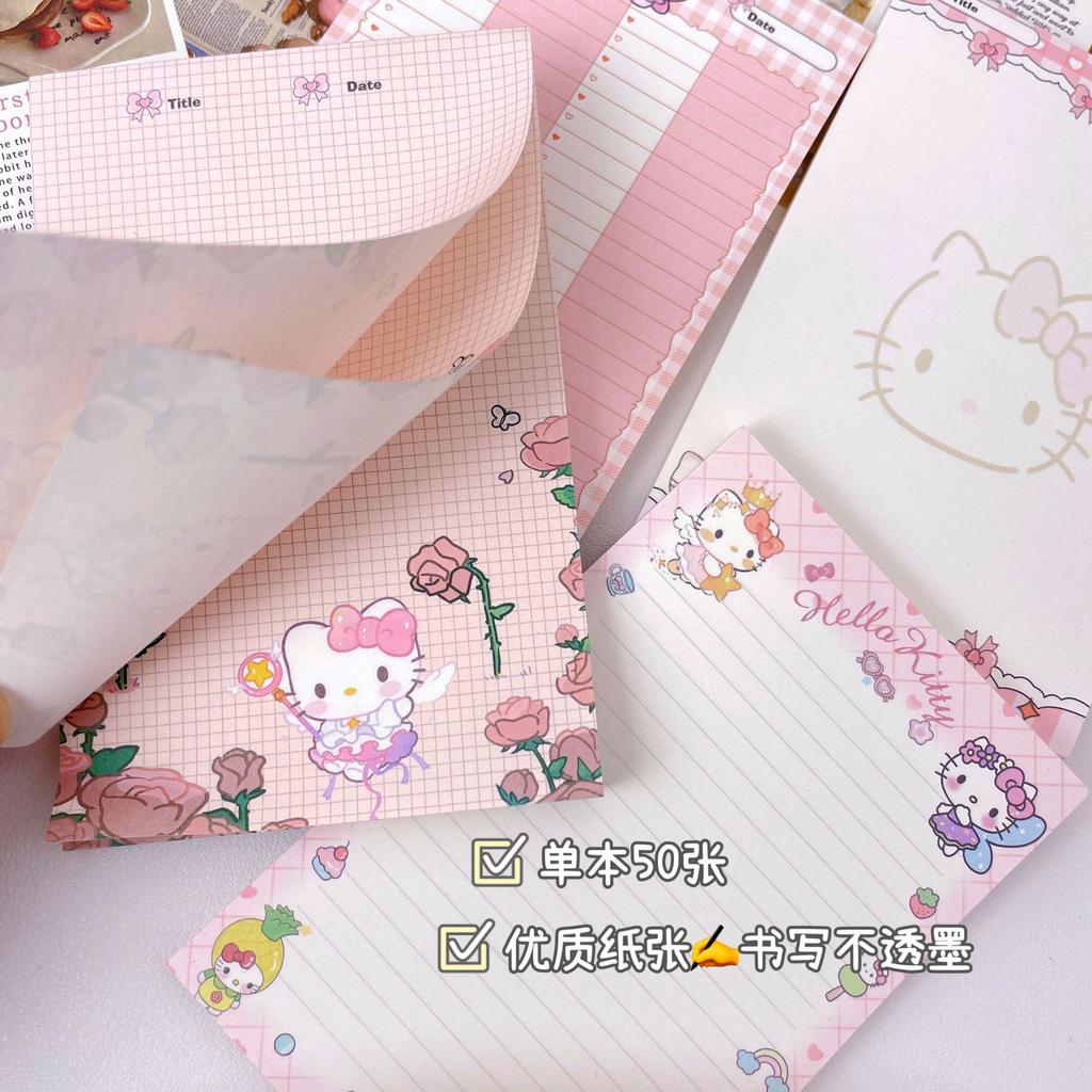 New Hello Kitty Sweet Note Paper 50 Sheets Cute Memo Notepad Portable Notebook for Students Girls School Stationery