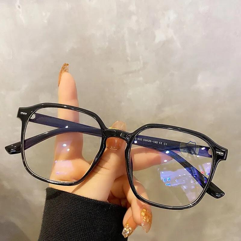 

Square Polygon Frame Plain Blue Membrane Glasses All Can Match Men Women Fashion Glasses Lenses Blocking Glasses Eyewear