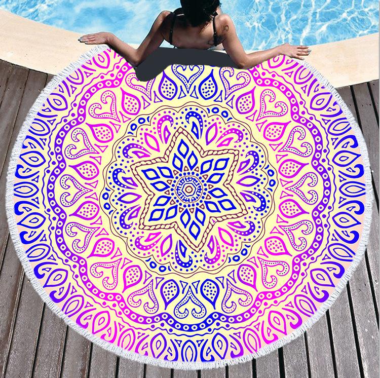 Mikrofaser Marmor Abstraktes Muster Strandtuch Rund Groß Aquarell Treibsand Yoga Handtuch Mit Quaste Strandmatte Decke Abdeckung