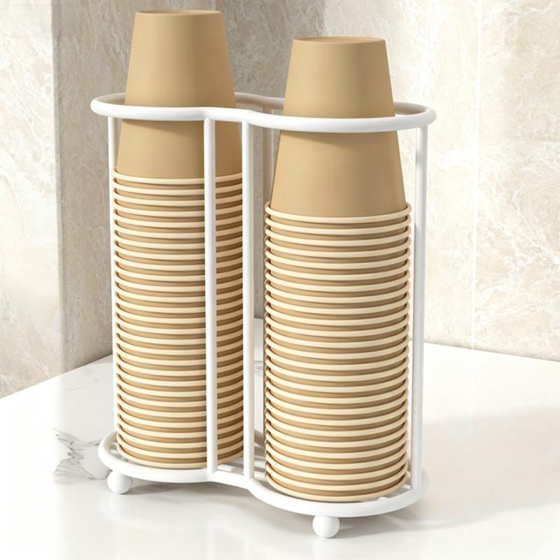 Portabicchieri di Carta Usa e Getta a Doppia Fessura, Dispenser Metallico per Tazze da Caffè, Scaffale Organizer per Bicchieri da Banco per Casa e Ufficio