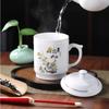 Blue & White Porcelain Tea Infuser Mug: Large-Capacity Bone China Cup with Lid