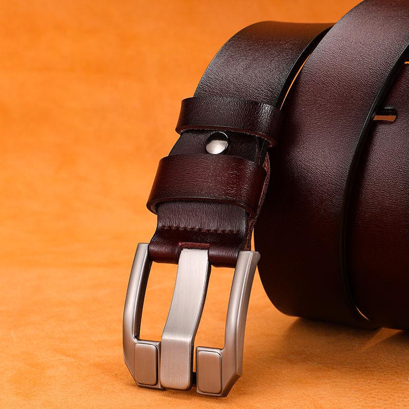 Vintage Leather Belt For Men With Alloy Pin Buckle Business Casual Geometric Style
