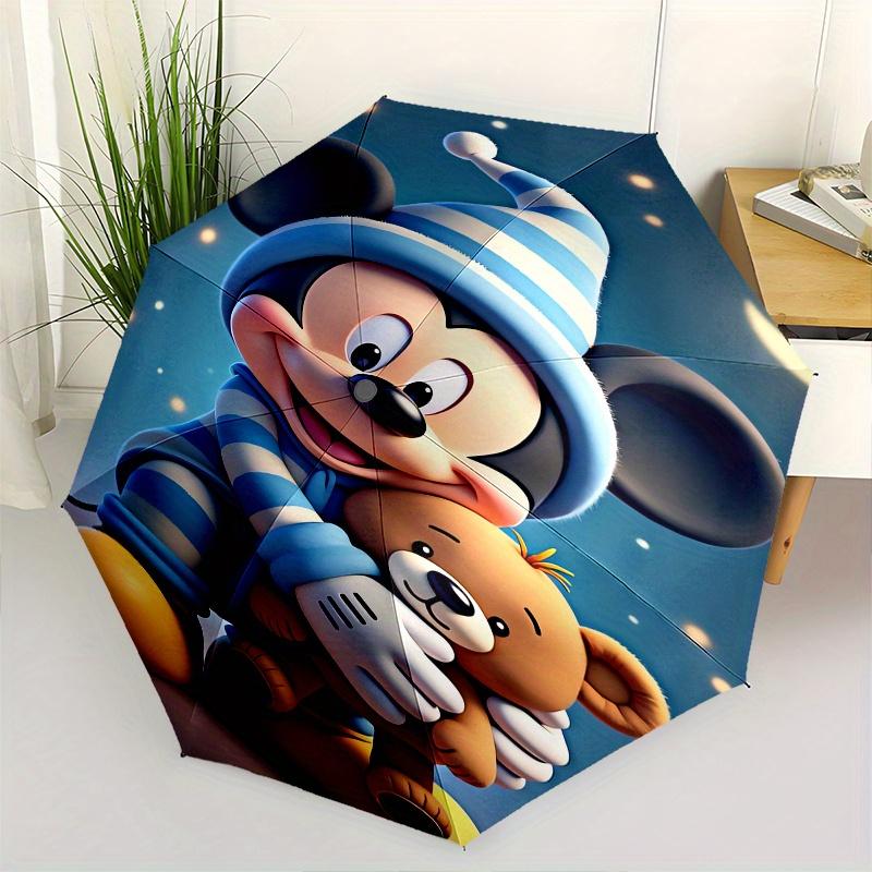 

Mickey Mouse Teddy Bear Automatic Opening and Closing Umbrella, Compact Travel Umbrella, Lightweight and Portable, Suitable for Beach Commut