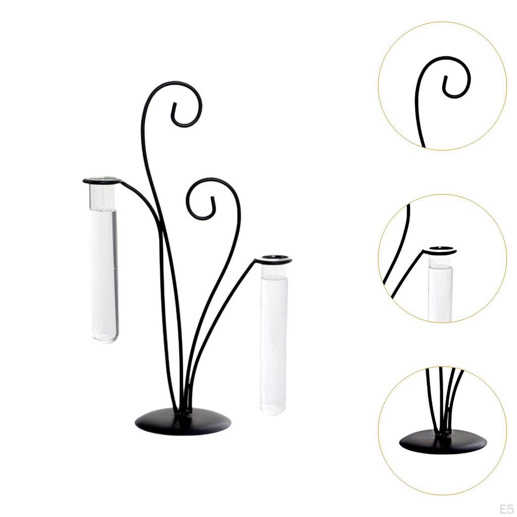 Vaso da scrivania in vetro per piante idroponiche Supporto per piante Ornamento da scrivania Supporto in metallo per soggiorno Matrimonio