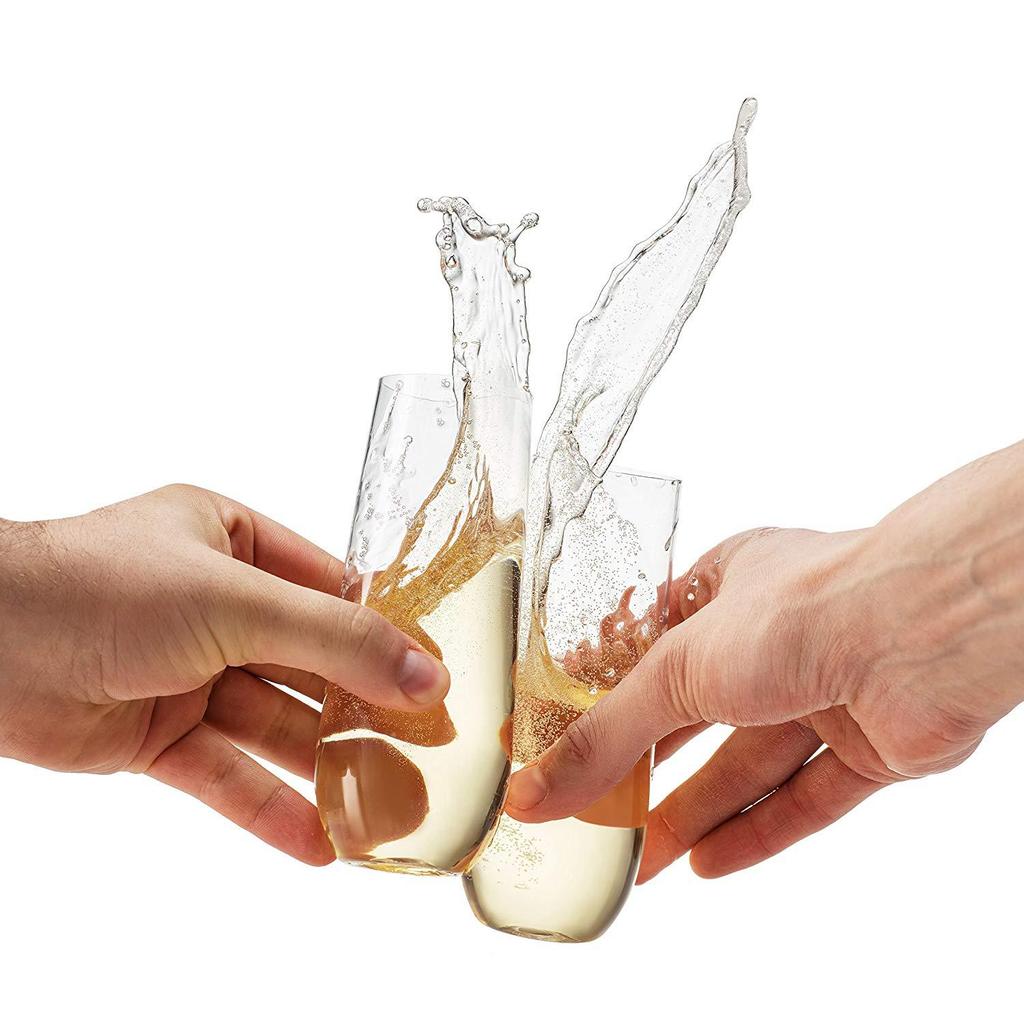 15 Stück BPA-frei 9oz Flöte Recycelbar Unzerbrechlich & Klarer Kunststoff Sektgläser Flöte Party Weinprobe Hochzeit Silvester