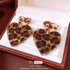 Hong Kong Style Silver Needle Acrylic Love Leopard Print Pendant Earrings Retro Trend Versatile Stud Earrings Design Sense Niche Earrings