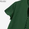 ZANZEA Women Short Sleeve Blouse and Shorts Summer Two Piece Suit Sets