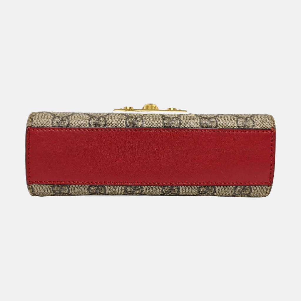 [Pre-Owned] Padlock Metal Lock Logo Chain Canvas Leather Bag - Fair #QJAINX