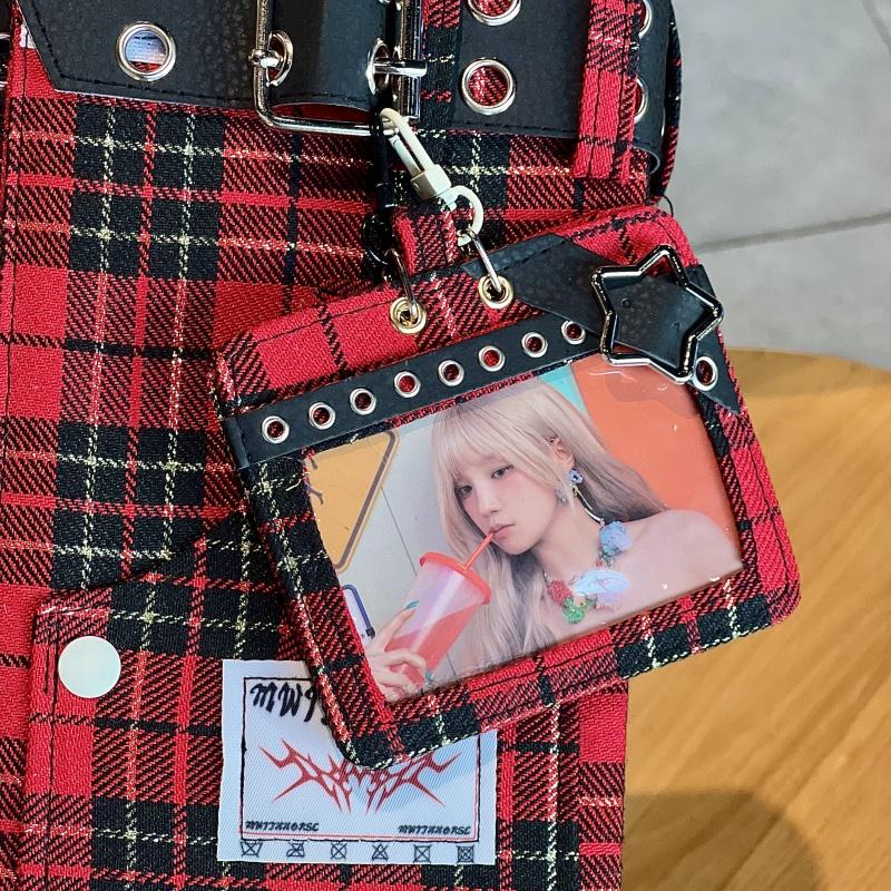 Y2K Checkered Star Denim A5 Photo Card Album Vintage Sweet & Cool Style Binder Idol Photocard Collect K-Pop Polaroid Storage