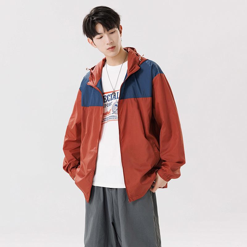 Fashion sunscreen clothing men and women models summer thin section of ice silk breathable hooded couple sportswear cycling sunwear jacket