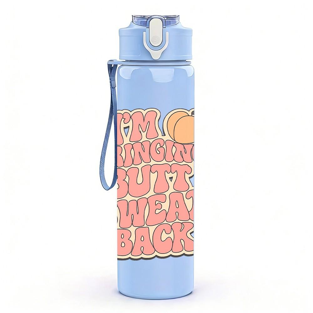 1PC Tea Drinker Cozy Quote Text 750ml Color Plastic Sports Water Bottle Leakproof Flip Straw Lid Suitable for Sports Office Home Use