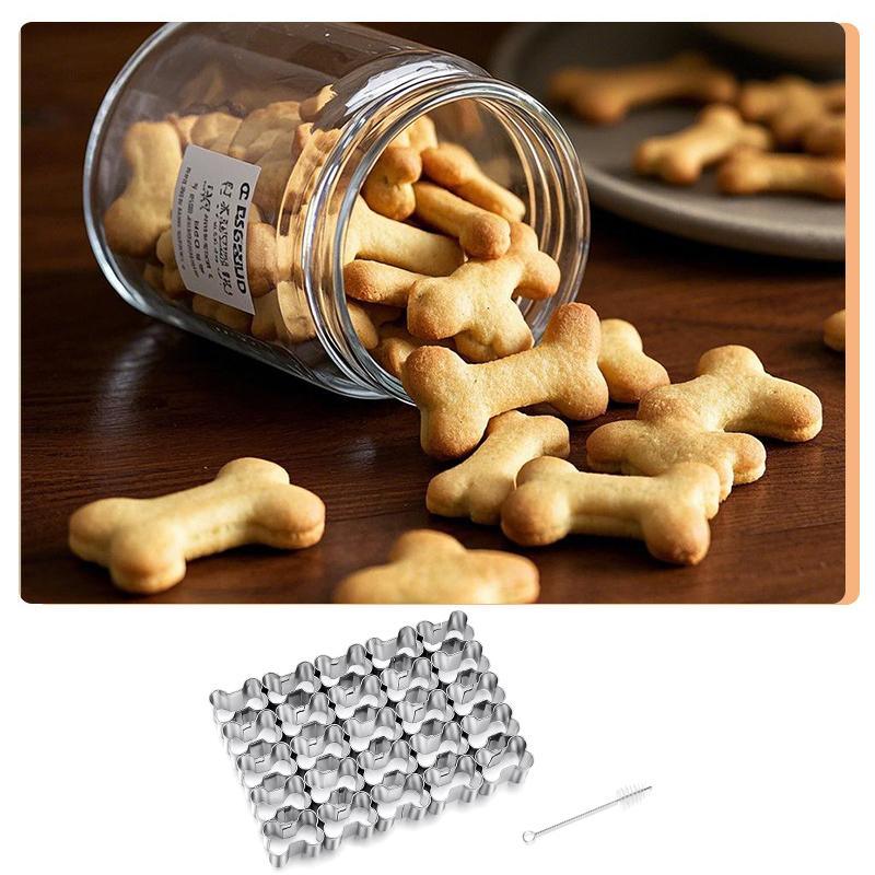 Cookie Cutter Dog Bone Shaped Stainless Steel Mold With Cleaning Brush Diy Cake Sugarcraft Pastry Biscuit Mould Kitchen Tool