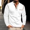 European American Spring Summer Men's Long Sleeve Stand Collar Polo Shirt Solid Color Bottoming Tops Long Sleeve Tees