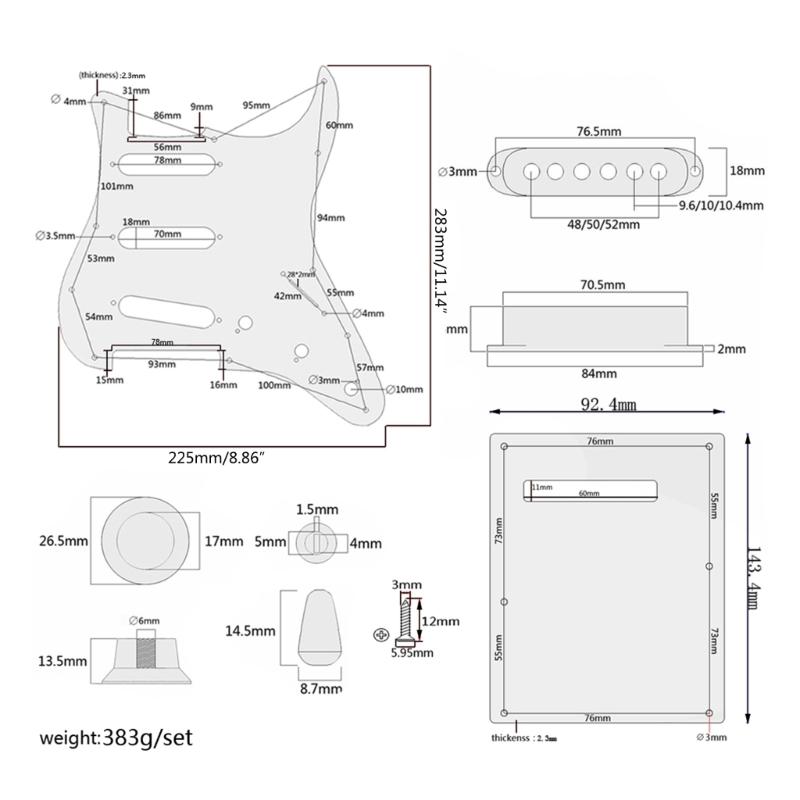 Prewired Pickups Set Loaded Pickguard Pickups Guitar Alnico 5 Pickups SSS Single Coil Pickups Cover Set Loaded Humbucker