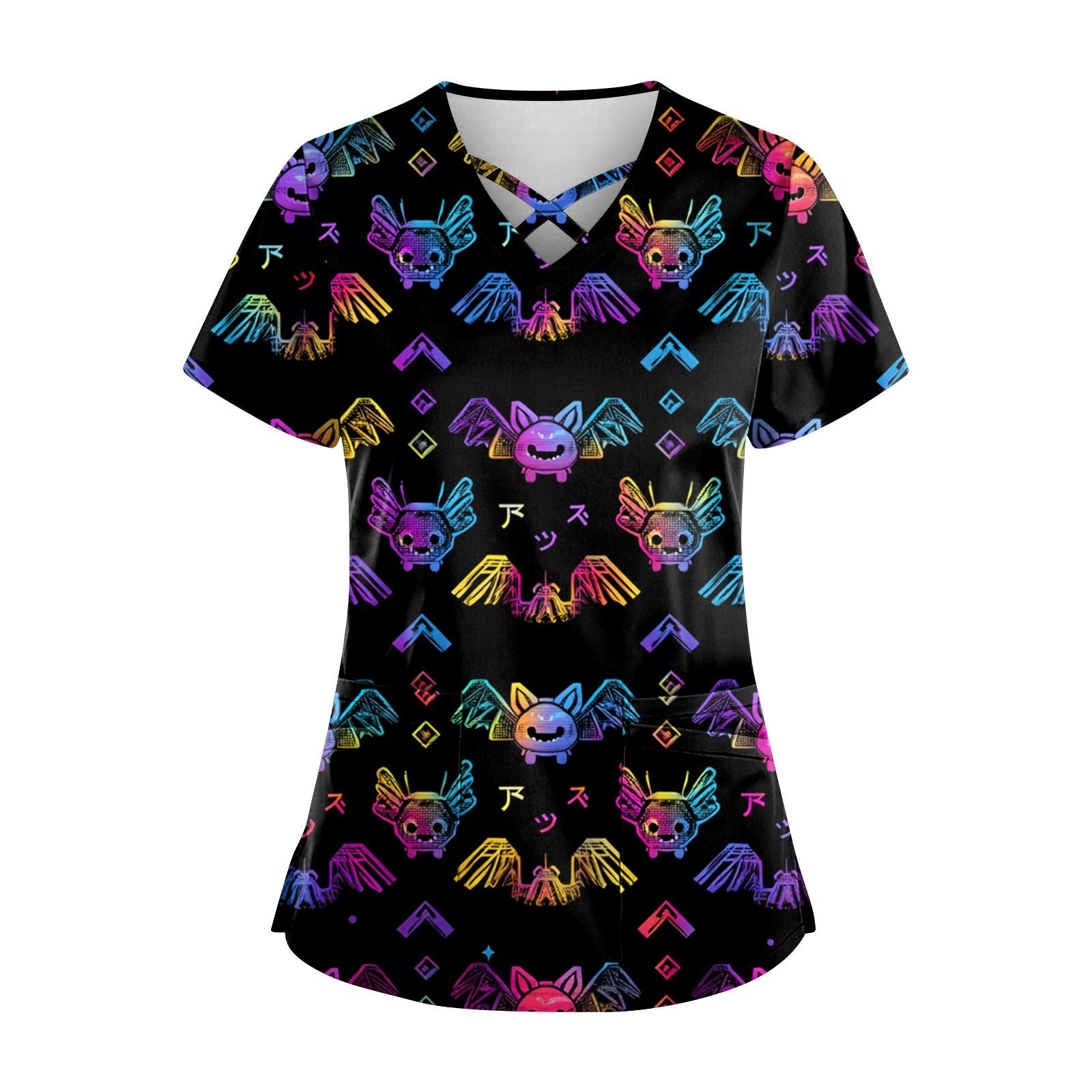 

Женский топ с коротким рукавом и V-образным вырезом, принтом и карманом Dry-nurse XXXL